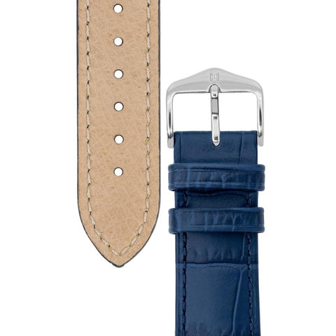 The Watch Boutique Hirsch DUKE Alligator Embossed Leather Watch Strap in BLUE