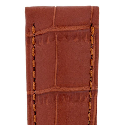 The Watch Boutique Hirsch DUKE Alligator Embossed Leather Watch Strap in GOLD BROWN