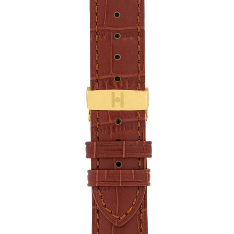 The Watch Boutique Hirsch DUKE Alligator Embossed Leather Watch Strap in GOLD BROWN