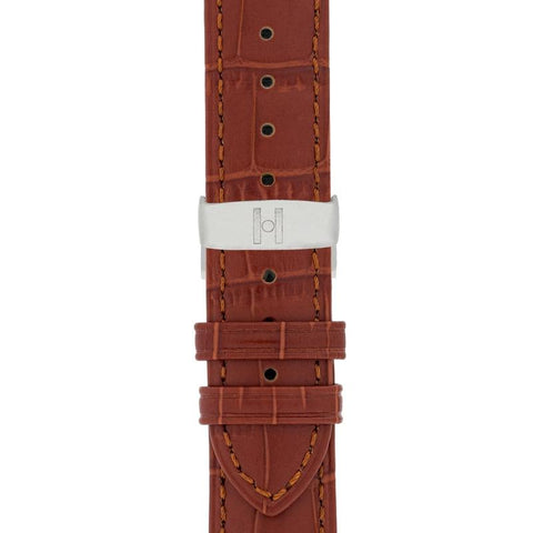 The Watch Boutique Hirsch DUKE Alligator Embossed Leather Watch Strap in GOLD BROWN