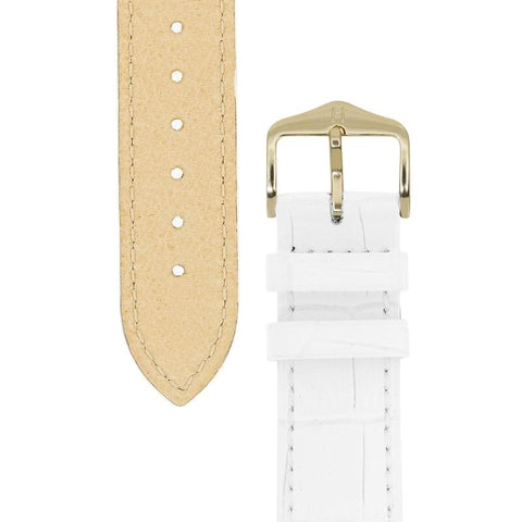 The Watch Boutique Hirsch DUKE Alligator Embossed Leather Watch Strap in WHITE