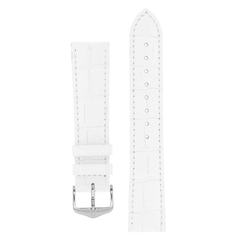 The Watch Boutique Hirsch DUKE Alligator Embossed Leather Watch Strap in WHITE