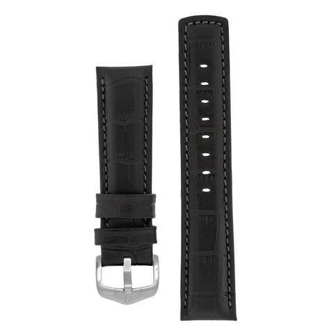 The Watch Boutique Hirsch GRAND DUKE Water-Resistant Alligator Embossed Sport Watch Strap in BLACK / BLACK