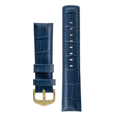 The Watch Boutique Hirsch GRAND DUKE Water-Resistant Alligator Embossed Sport Watch Strap in BLUE