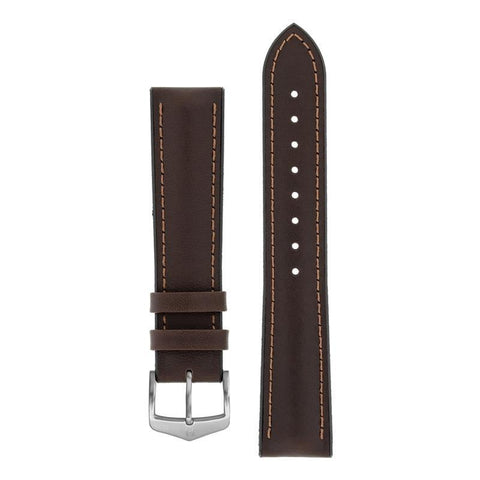 The Watch Boutique Hirsch JAMES Calf Leather Performance Watch Strap in BROWN