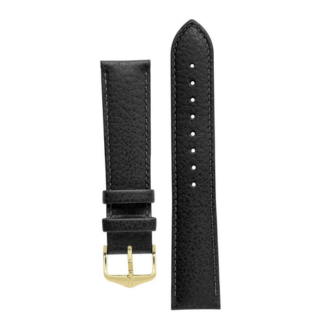 The Watch Boutique Hirsch KANSAS Buffalo Embossed Calf Leather in BLACK with Black Stitch