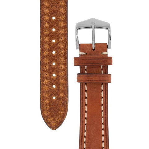 The Watch Boutique Hirsch LIBERTY Leather Watch Strap in GOLD BROWN