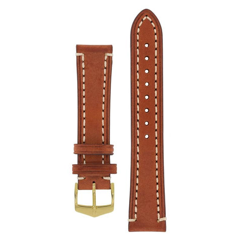 The Watch Boutique Hirsch LIBERTY Leather Watch Strap in GOLD BROWN