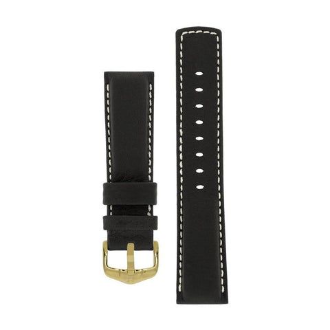 The Watch Boutique Hirsch MARINER Water-Resistant Leather Watch Strap in BLACK