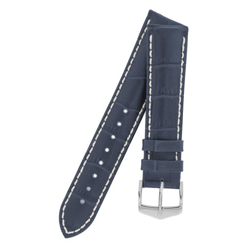 The Watch Boutique Hirsch MODENA Alligator Embossed Leather Watch Strap in BLUE