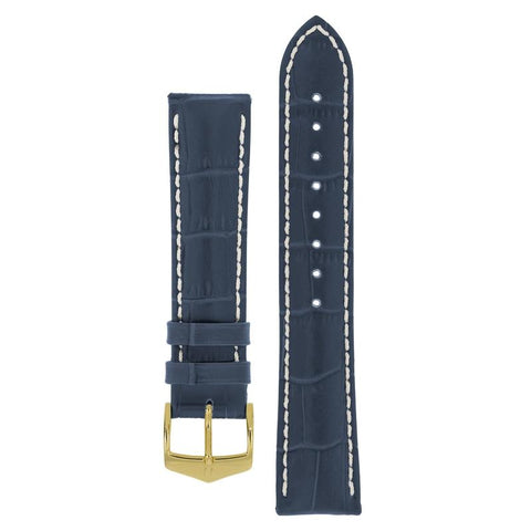 The Watch Boutique Hirsch MODENA Alligator Embossed Leather Watch Strap in BLUE