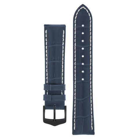 The Watch Boutique Hirsch MODENA Alligator Embossed Leather Watch Strap in BLUE