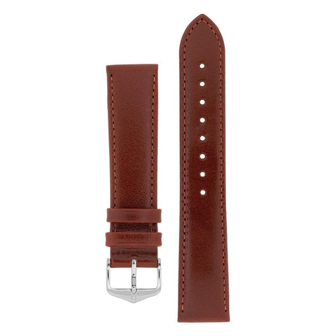 The Watch Boutique Hirsch OSIRIS Calf Leather Watch Strap in MID BROWN 12mm Gold