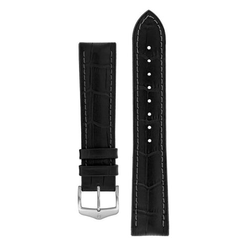 The Watch Boutique Hirsch PAUL Alligator Embossed Performance Watch Strap in BLACK
