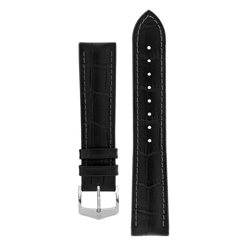 The Watch Boutique Hirsch PAUL Alligator Embossed Performance Watch Strap in BLACK