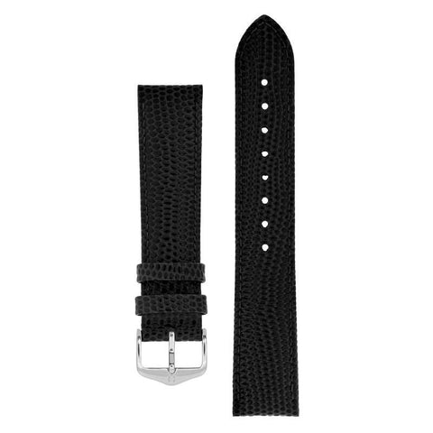 The Watch Boutique Hirsch RAINBOW Lizard Embossed Leather Watch Strap in BLACK