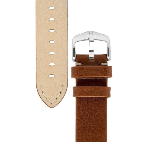 The Watch Boutique Hirsch RANGER Retro Leather Parallel Watch Strap in GOLD BROWN