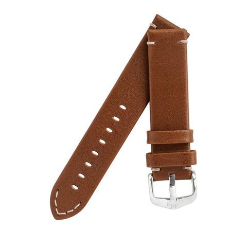 The Watch Boutique Hirsch RANGER Retro Leather Parallel Watch Strap in GOLD BROWN