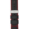 The Watch Boutique Hirsch ROBBY Sailcloth Effect Performance Watch Strap in BLACK / RED