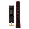 The Watch Boutique Hirsch ROBBY Sailcloth Effect Performance Watch Strap in BLACK / RED