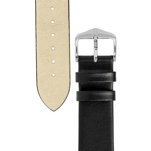 The Watch Boutique Hirsch TORONTO Fine-Grained Leather Watch Strap in BLACK