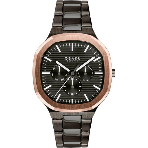 The Watch Boutique Obaku ILD Dark Black Rose Gold 42mm Watch - V275GMMBSB