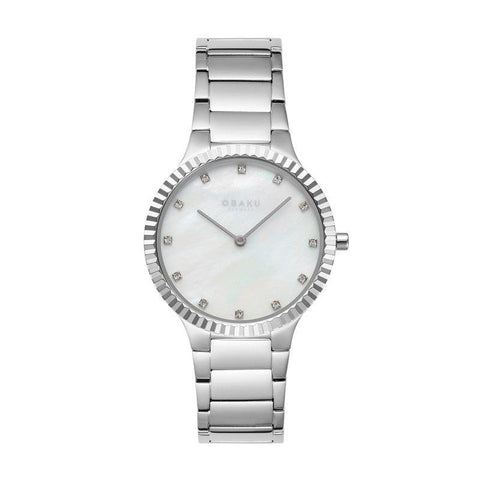 The Watch Boutique Obaku Linje Lille - Brace MOP Dial Stainless Steel Ladies Watch V292LXCWSC