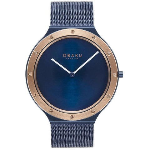 The Watch Boutique Obaku Note Ocean Blue Rose Gold 42mm Watch - V285GXSLML