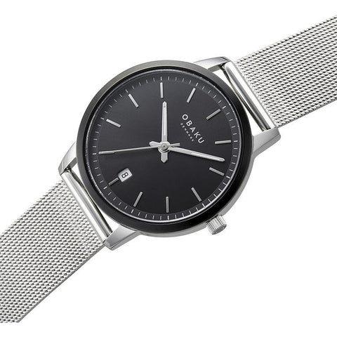 The Watch Boutique Obaku Salvie - Monochrome Gents Black Dial Mesh Strap V270GDABMC