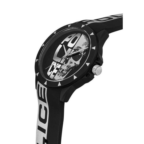 The Watch Boutique Police Gents Wing Sketch Black Silicone with Screen Print