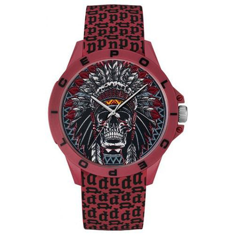 The Watch Boutique Police Gents Wing Sketch Red Silicone with Screen Print