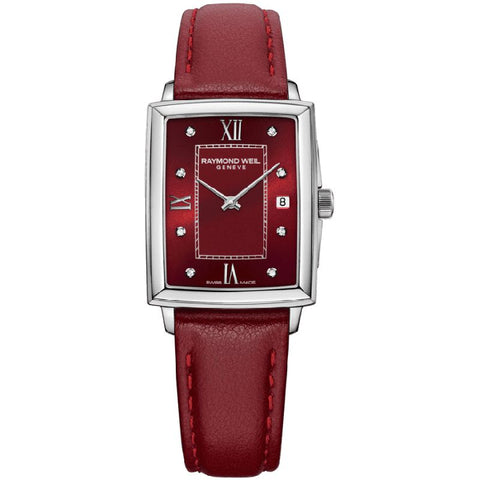 The Watch Boutique Raymond Weil Toccata Ladies Ruby Dial Diamond Leather Watch - R5925STC00451