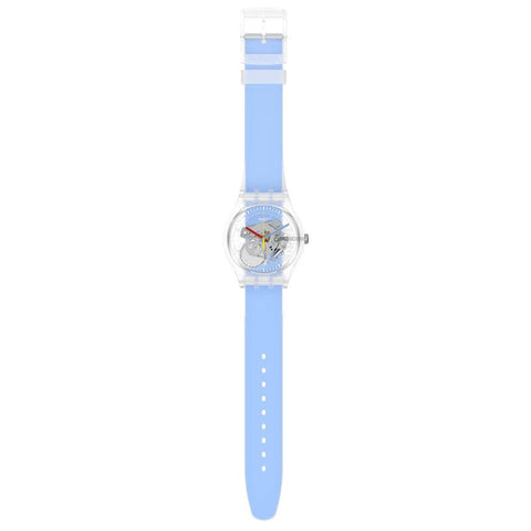The Watch Boutique Swatch CLEARLY BLUE STRIPED Watch SUOK156